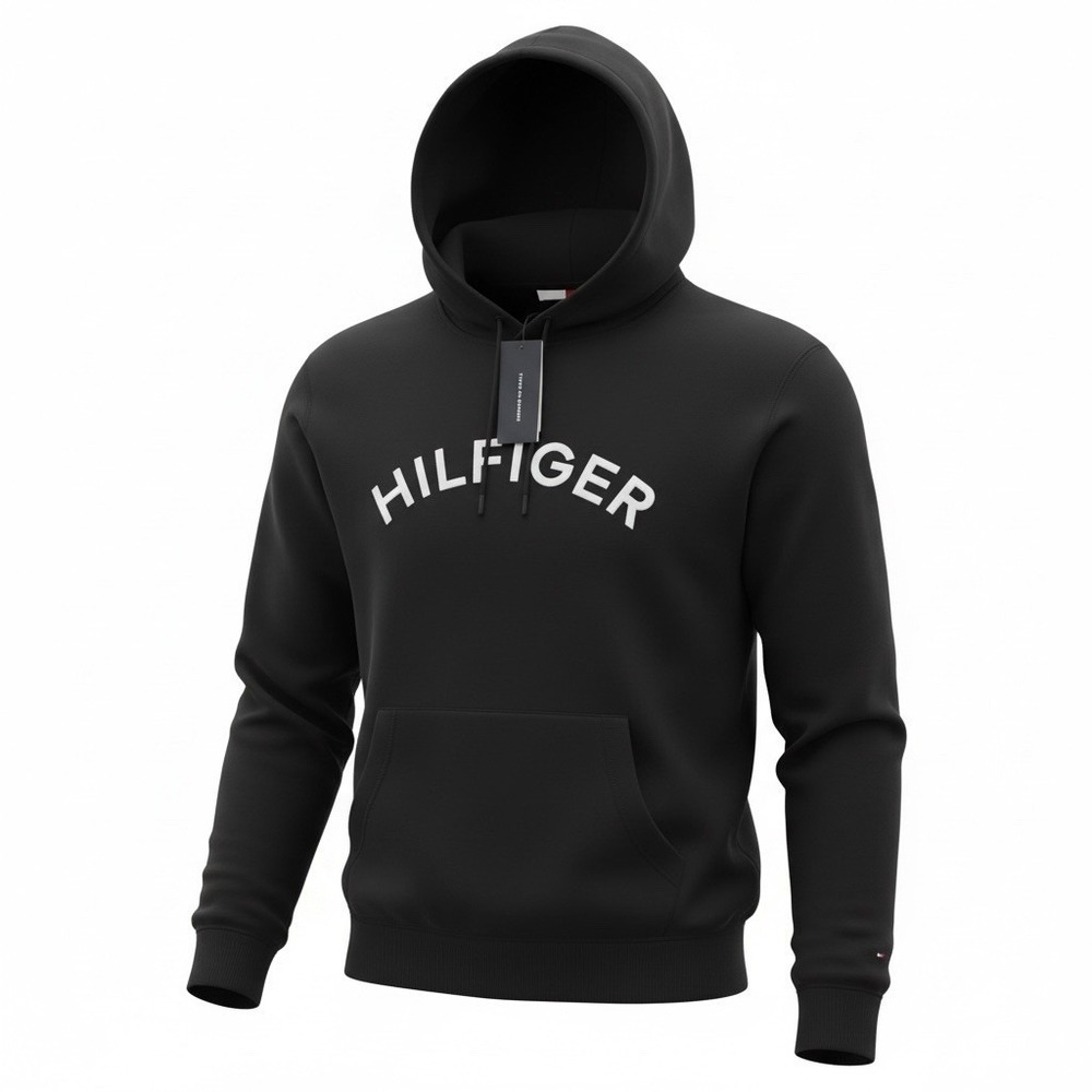 Tommy Hilfiger Sport Black Hoodie Long Sleeve Pullover Logo Men's Size 2XL